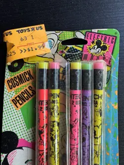 Vtg 90s Toys R Us Mickey Mouse Neon Cosmick Pencils Pentech Bonded Lead Set - Image 2