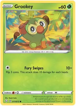 Grookey - 011/072 - Common NM, English Pokemon Shining Fates - Image 1
