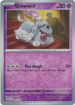 Greavard - 100/197 - Common - Reverse Holo NM, English Pokemon Obsidian Flames - Image 1