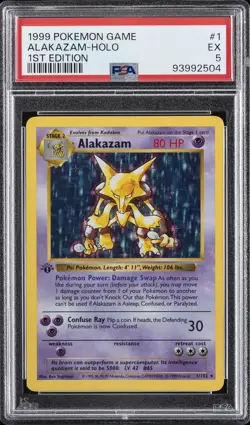 1999 POKEMON BASE SET 1ST EDITION #1 ALAKAZAM-HOLO PSA 5 - Image 1