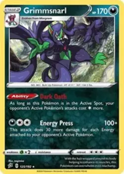 Grimmsnarl - 125/192 - Non-Holo Theme Deck Exclusive NM, English Pokemon Rebel C - Image 1