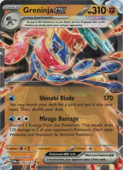 Greninja ex 106/167 Double Rare Twilight Masquerade Pokemon Near Mint - Image 1