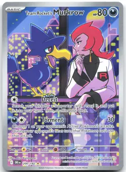 Team Rocket's Murkrow 200/182 Illustration Rare Destined Rivals Pokemon NM - Image 1