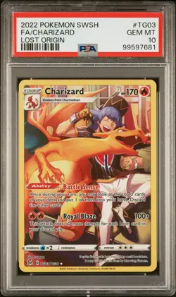 2022 Pokemon SWSH Lost Origin #TG03 FA Charizard PSA 10 GEM MINT - Image 1