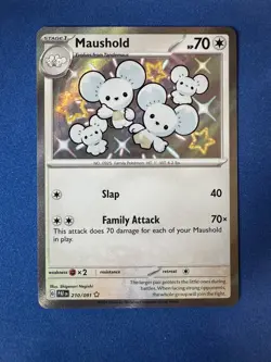 Pokemon TCG: Paldean Fates (210/091) Maushold Baby Shiny Holo Rare (NM) - Image 1
