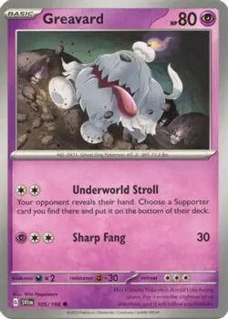 Greavard - 105/198 - Common - Reverse Holo NM, English Pokemon Scarlet & Violet - Image 1