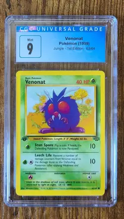 1999 Pokemon Venonat 1st Edition Jungle 63/64 CGC 9 Mint - Image 1