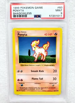 POKEMON TCG PONYTA Base Set Shadowless #60 PSA 9 MINT Non Holo WOTC 1999 - Image 2