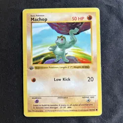 3D Stamp 1999 Pokemon Game Base Set 1st Edition Machop 52/102 Wotc Vintage💪 - Image 1