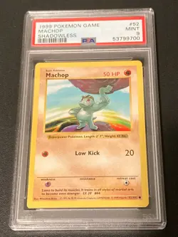 Pokemon Card Machop 56/102 Shadowless Base Set Graded PSA 9 MINT - Image 1