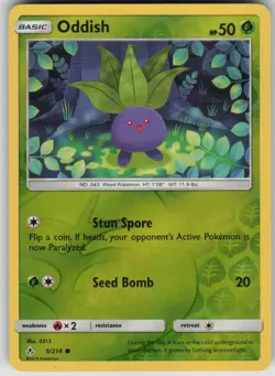 Pokemon TCG Oddish (5) Common Reverse Holo SM - Unbroken Bonds 5/214 - Image 1