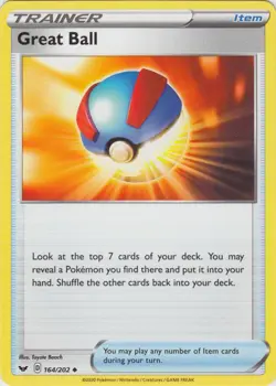Great Ball - 164/202 - Uncommon NM, English Pokemon Sword & Shield - Base Set - Image 1