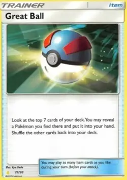 Great Ball - 21/30 - Common - Alolan Raichu Deck NM, English Pokemon Trainer Kit - Image 1