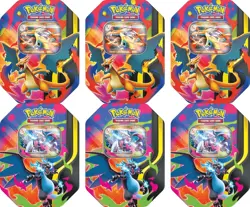 Pokemon TCG Mega Charizard X + Y ex Tin Case - Factory Sealed (Contains 6 Tins) - Image 3