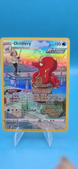 Pokemon Octillery Rapid Strike Holo Full Art TG03/TG30 Brilliant Stars 2022 Card - Image 1