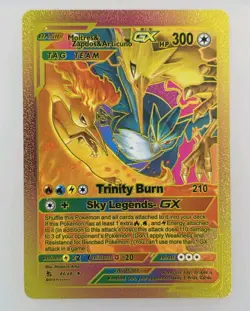 Pokemon Moltres Zapdos Articuno GX Tag Team Rainbow Foil Fan Art Collector Card - Image 1