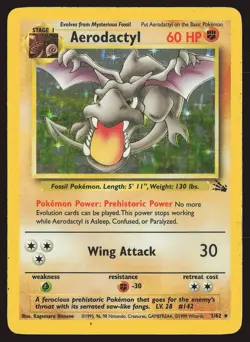 Fossil Aerodactyl (1) #01/62 Holo Rare Pokemon Card - Image 1