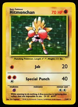 Hitmonchan 7/102 Holo Rare Base Set Unlimited Pokemon Card - Image 1