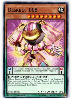 Deskbot 008 - BOSH-EN040 - Common - 1st Edition NM Yugioh Breakers of Shadow - B - Image 1