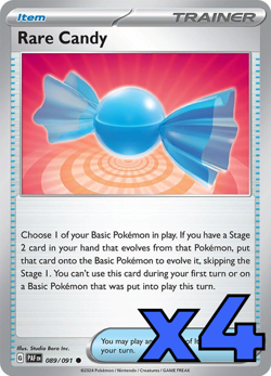 4x Rare Candy 089/091 SV: Paldean Fates PLAYSET x4 - Pokemon TCG - NM - Image 1