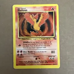 Moltres 27/62 1999 Pokemon TCG Fossil Set Non Holo Rare Card Vintage WOTC HP - Image 1