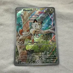 Pokemon TCG Meowth Phantasmal Flames Illustration Rare Holo 70 HP 106/094 - Image 1