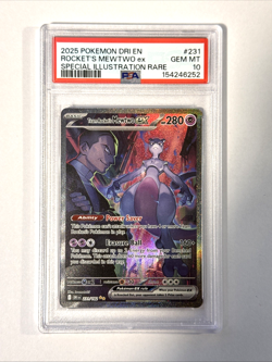 2025 Pokemon Destined Rivals Team Rocket's Mewtwo ex 231/182 PSA 10 GEM MINT - Image 1