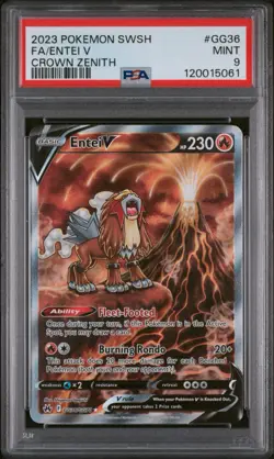 Pokemon Entei V GG36/GG70 Crown Zenith Holo Ultra Rare PSA 9 - Image 1