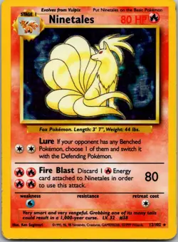 NINETALES 12/102 HOLO HOLO RARE BASE SET UNLIMITED POKEMON LIGHTLY PLAYED - Image 1