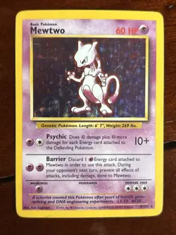 Pokemon Base Set Mewtwo 10/102 Holo Rare MP - Image 1