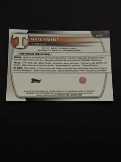 2025-26 Bowman Chrome U 1st Bowman - #BCP-5 Nate Ament Tennessee - Image 2