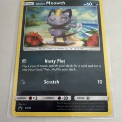 Pokemon Alolan Meowth SM51 Sun & Moon Promo Black Star Basic HP60 Holo 2017 Sui - Image 4