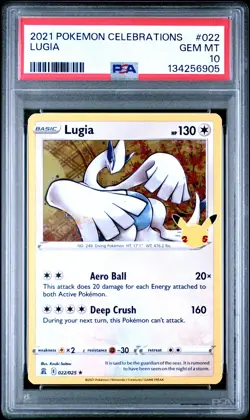 2021 POKEMON CELEBRATIONS #022 LUGIA PSA 10 - Image 1