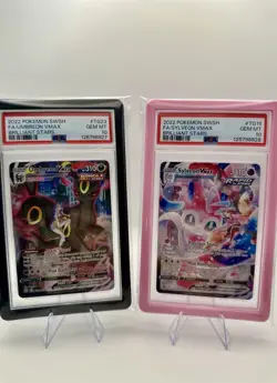 2022 Pokemon Umbreon VMAX TG23 & Sylveon VMAX TG15 Brilliant Stars PSA 10 - Image 1