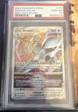 2022 Pokemon Sword & Shield Brilliant Stars #123 Arceus Vstar PSA 10 - Image 1