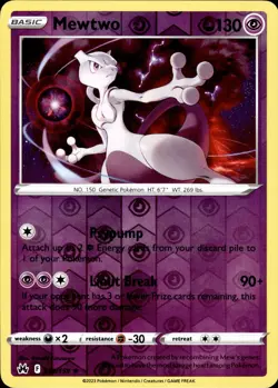 Mewtwo 059/159 Reverse Holo Rare Crown Zenith NM Pokemon TCG - Image 1