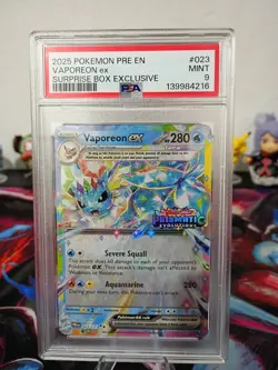 Pokemon Vaporeon 023/131 Prismatic Evolution Stamped PSA Mint 9 Surprise Box Ex - Image 1