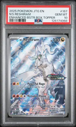 2025 POKEMON JTG EN-JOURNEY TOGETHER #167 N'S RESHIRAM PSA 10 - Image 1