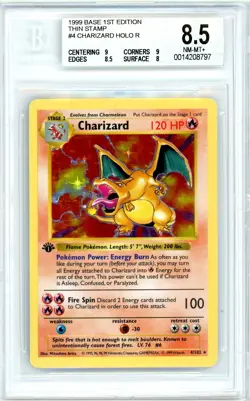 Pokemon Charizard #4 Base Set 1st Edition Holo BGS 8.5 NM-MT+ Grail - Image 1