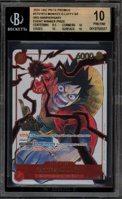 One Piece CCG Monkey.D.Luffy 3rd Ann. Winner Prize ST01-012 BGS 10 Pristine - Image 1