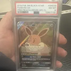 Pokemon Derpy Eevee GX SM233 Full Art Holo Card Black Star Promo PSA 8 NM/MT - Image 1