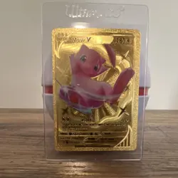 Pokemon Mew V Gold Metal Ultra Rare Full Art 069/189 Gold Foil Card Fan Art - Image 1