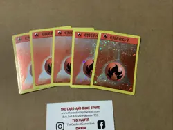 5 Pokemon Pokemon TCG Card Promo League Energy Base Set 1995 Fire Holo Foil - Image 1