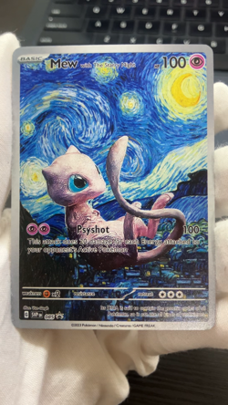 Pokemon Mew Starry Night Van Gogh Beautiful Moon ACG Star Trading Card NM - Image 2