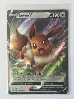 Pokemon TCG Eevee V Black Star Promo Card SWSH065 Near Mint - Image 1