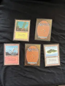 Magic the Gathering All Five Basic Lands BETA Never Played - Image 1