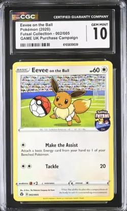 CGC 10 Eevee On The Ball 002/005 Promo Futsal Pokemon 2020 - Image 1