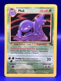Pokemon Card Non-Holo Rare Fossil Muk 28/62 LP+ - Image 1