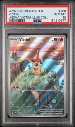 2025 POKEMON SVP UNOVA VICTINI ILLUSTRATION COLLECTION #208 VICTINI PSA 10 - Image 1