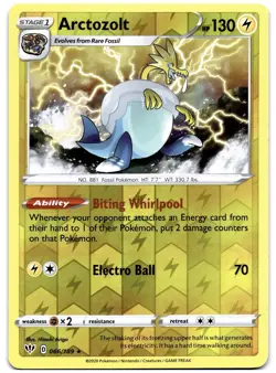Arctozolt 066/189 Pokemon TCG Sword & Shield Darkness Ablaze Reverse Holo MINT - Image 1